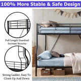 Movdevy Metal Full XL Over Queen Bunk Bed for Kids Adults Teens Boys, Stronger Metal Queen Size Bunk Beds, Heavy Duty Bunk Bed Full XL Over Queen with Ladder & Guardrail, No Box Spring Need (Black) Movdevy