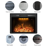 Benrocks 36” Electric Fireplace Inserts with Glass Door and Mesh Screen, Multicolor Flames & Fire Crackling Sounds, Timer, Overheating Protection Fireplace Heater, 750/1500W Benrocks