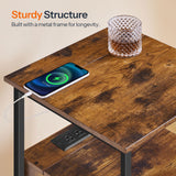 HOOBRO End Table with Charging Station, Bedside Table with 2 Drawer & USB Ports & Power Outlets, Nightstand for Small Spaces, Stable and Sturdy, for Living Room, Bedroom, Rustic Brown BF43UBZ01 HOOBRO