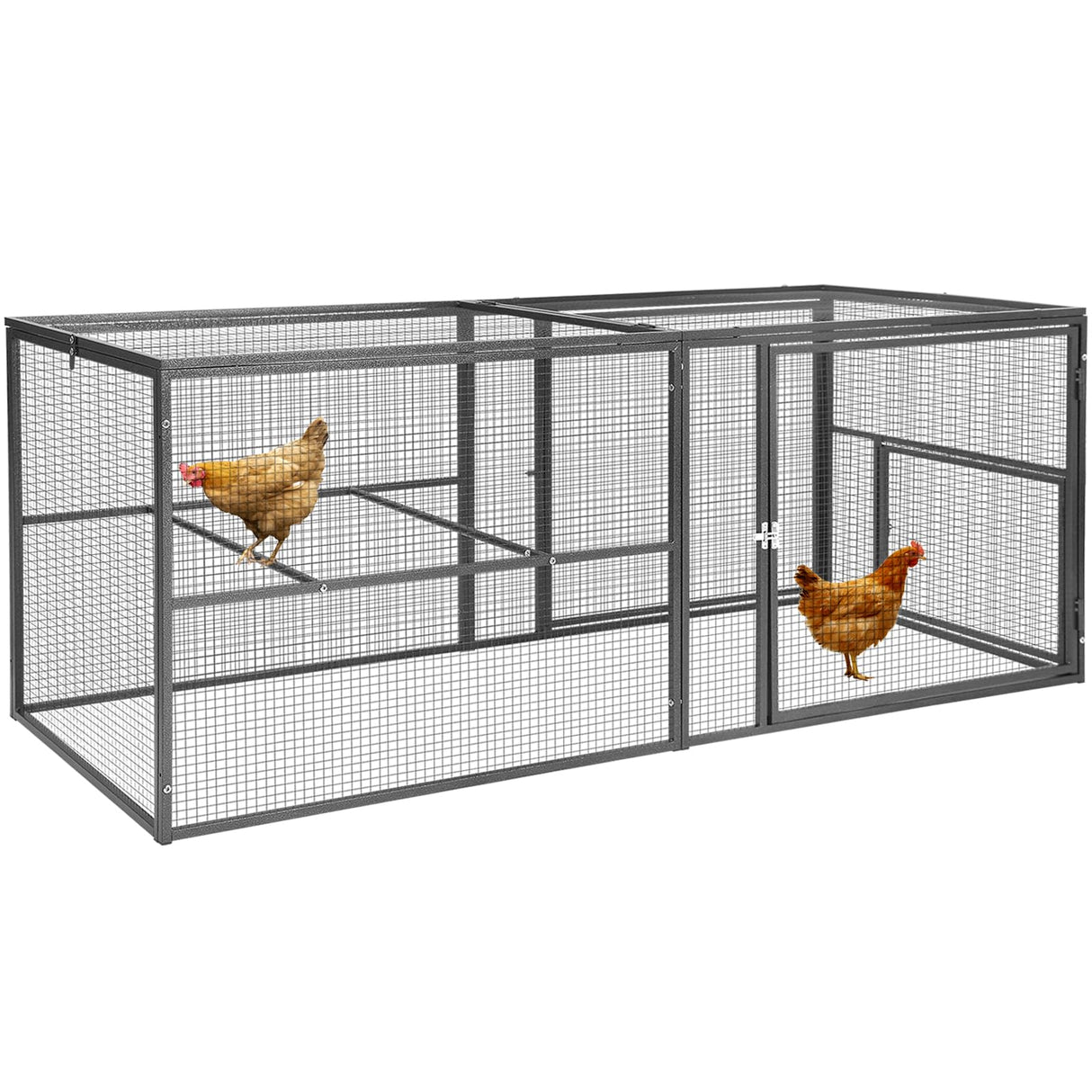 Chicken Coop Run Large Metal Frame Extension Outdoor 14.3ft²Lockable Playpen for Chicken, Rabbit, Duck, Run Only Aivituvin