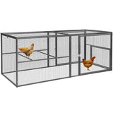 Chicken Coop Run Large Metal Frame Extension Outdoor 14.3ft²Lockable Playpen for Chicken, Rabbit, Duck, Run Only Aivituvin
