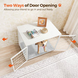 MAHANCRIS Dog Crate Furniture with Cushion, Wooden Dog Kennel with Double Doors, Heavy Duty Dog Cage for Small/Medium/Large Dogs, Indoor Dog House End Table, 31.5" L, White DCBW0701 MAHANCRIS