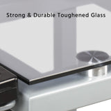 Topeakmart Glass Drafting Table Rolling Drawing Desk Artists Art Craft Desk w/2 Slide Drawers and Wheels for Home Office School Topeakmart