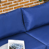 Outsunny 69" Modern Patio Furniture with Thick Padded Cushions, 3 Seater Aluminum Outdoor Sofa with Wide Armrests, Garden Seating Conversation Furniture with Back Cushions, Navy Blue Outsunny