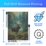 CDYCNXZ Moose Diamond Painting Kits for Adults, Animal Deer Round 5D Paint with Diamonds Pictures Gem Art Painting Kits DIY Crafts Kits for Home Wall Decor 12x16 Inch CDYCNXZ