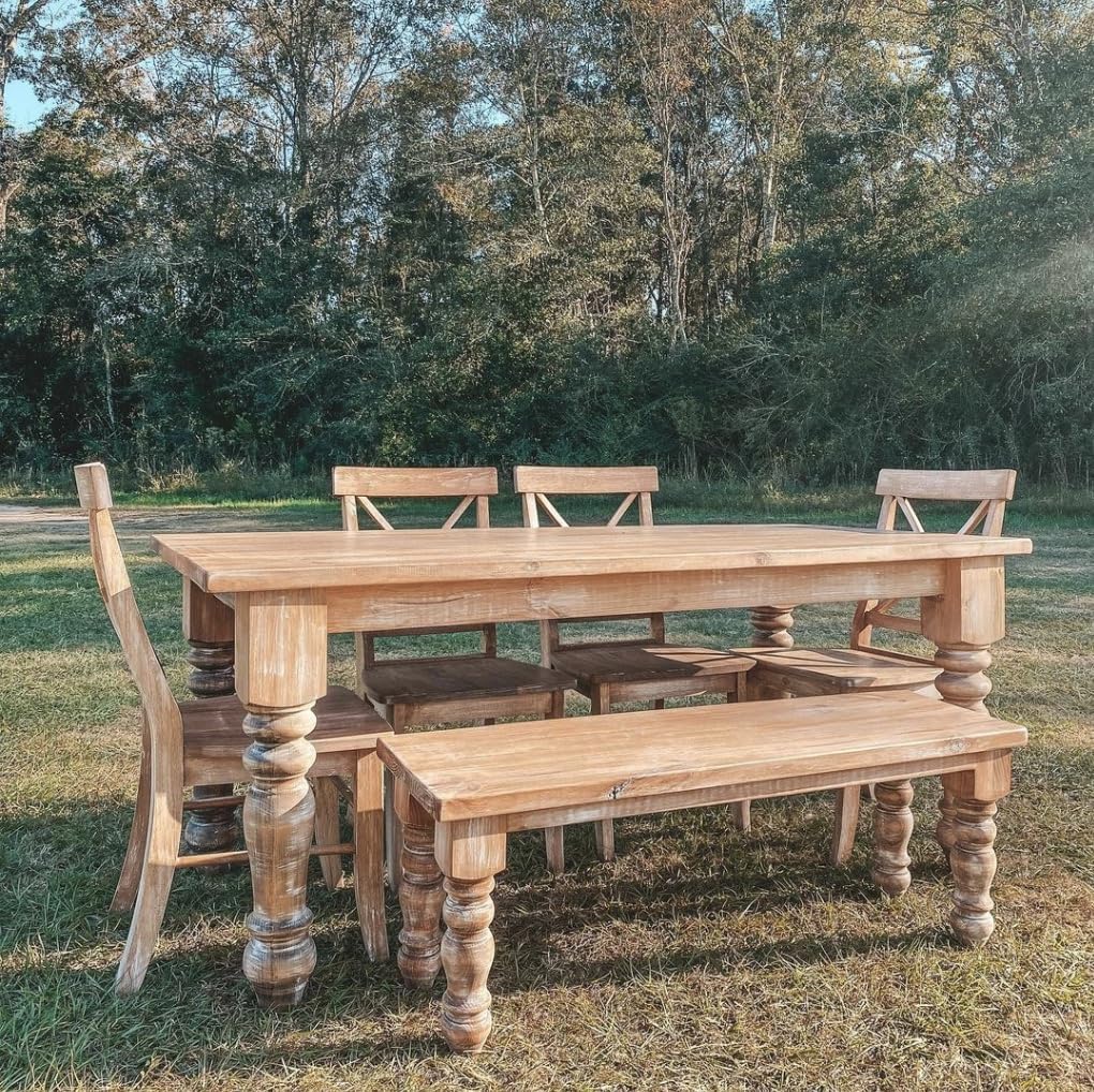 CAROLINA LEG CO. Chunky Farmhouse Dining Table Legs - Handmade in USA - Unfinished - DIY Furniture - Widely Compatible Turned Wooden Legs - Dimensions: 5" x 29" CAROLINA LEG CO.