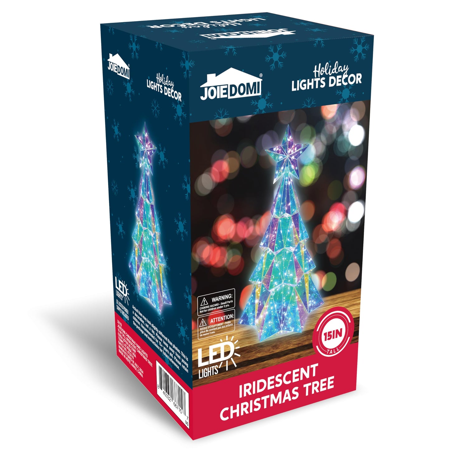 Joiedomi 15 in Prismatic Iridescent Christmas Tree Light Decorations, Prismatic Christmas Decor, 100 LED Cool White Lights for Indoor Holiday Décor, Christmas Eve Night Décor