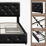 Yaheetech Queen Size Faux Leather Upholstered Bed Frame with 4 Storage Drawers and Adjustable Headboard Yaheetech