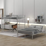 Harper & Bright Designs Twin Over Full Metal Bunk Bed with Desk, L Shaped Bunk Bed with Ladder and Quality Slats for Bedroom- Silver Harper & Bright Designs