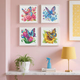 FlyingMage 5D Diamond Art Kits for Adults, Kawaii DIY Painting Art for Women, 4 Pack Cute Diamond Arts and Crafts Sets, Diamond Art Mosaic Kits,Big Gem Full Drill Diamond Dots,Flower Butterfly FlyingMage