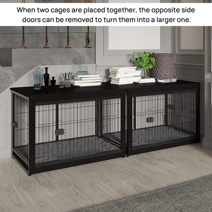 RYpetmia Dog Crate Furniture Style for Small Medium Pets, Wooden Dog cage Table, Heavy Duty, and Three Direction Doors - WoodArtSupply