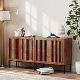 BVIUNTWO Set of 2 Accent Storage Cabinet with Doors and Adjustable Shelf, Freestanding Buffet Cabinet, Modern Sideboard Buffet Cabinet for Living Room, Dining Room, Kitchen, Hallway,Brown BVIUNTWO