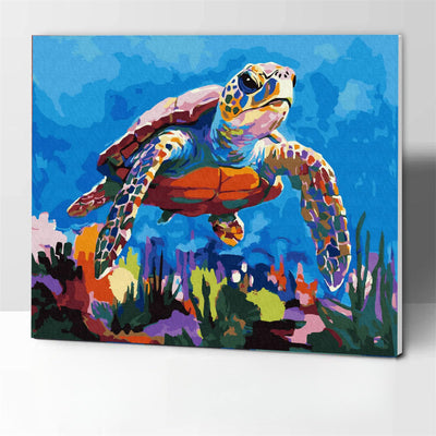 Turtle Paint by Numbers Kit for Adults with Frame, Adults Kids Paint by Number Kits on Framed Canvas Kids Painting by Number Art Craft Kit for Home Decor, Sea Turtle 12x16inch