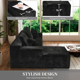 Modular Sectional Sofa Cloud Sectional Couch, 107" Comfy Fluffy L Shaped Black Couches for Living Room, Deep Seat Memory Foam Plush Corduroy Boneless Couch Sectionals with Left Facing Chaise Sofa HYJT-H&K