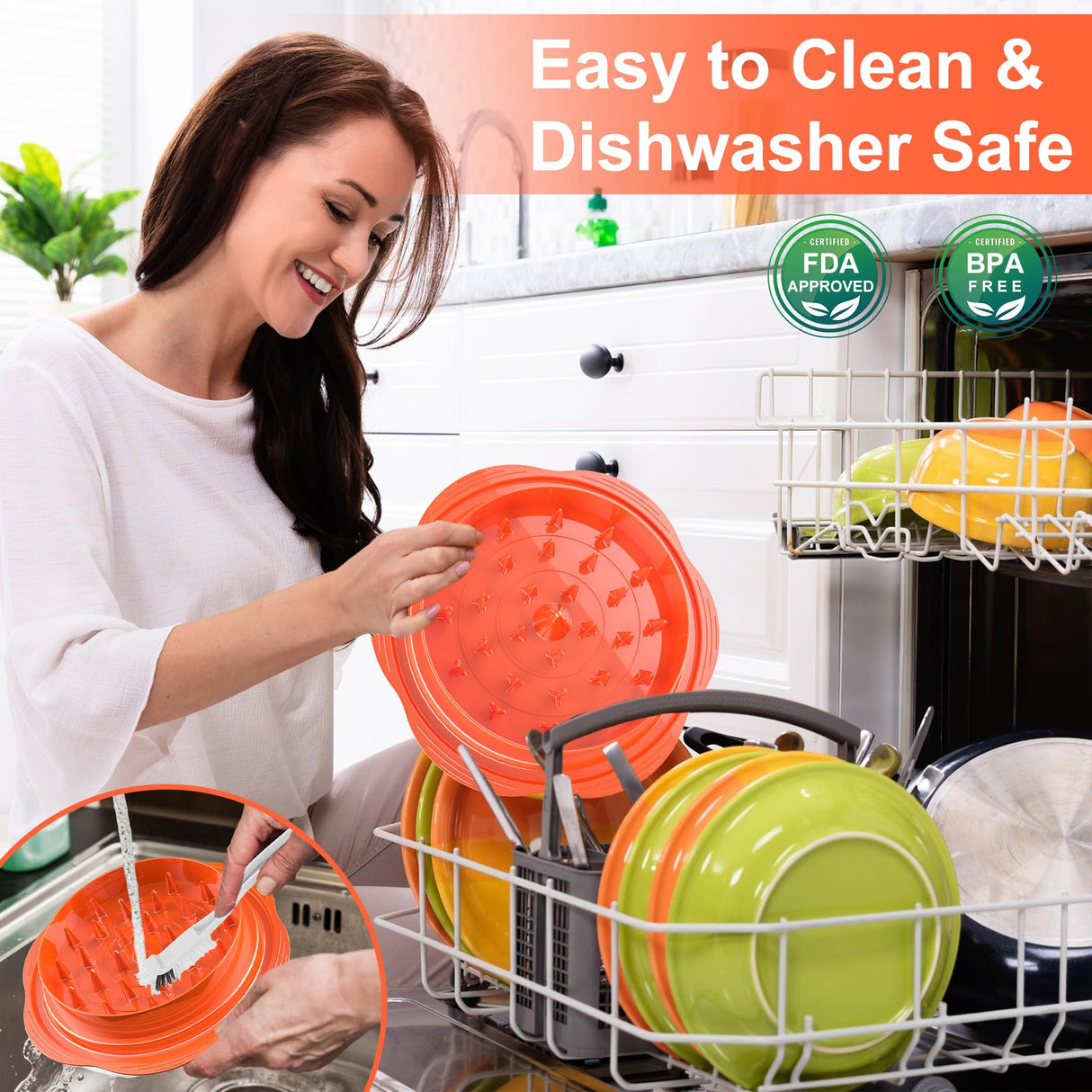 SURETIVIAN Chicken Shredder Large Chicken Breast Shredder Tool Twist with Brush&Fork, Visible Meat Shredder Machine, Anti-Slip Strip, Ergonomic Handle, BPA Free, Suitable for Pork Beef Chicken(Orange) SURETIVIAN