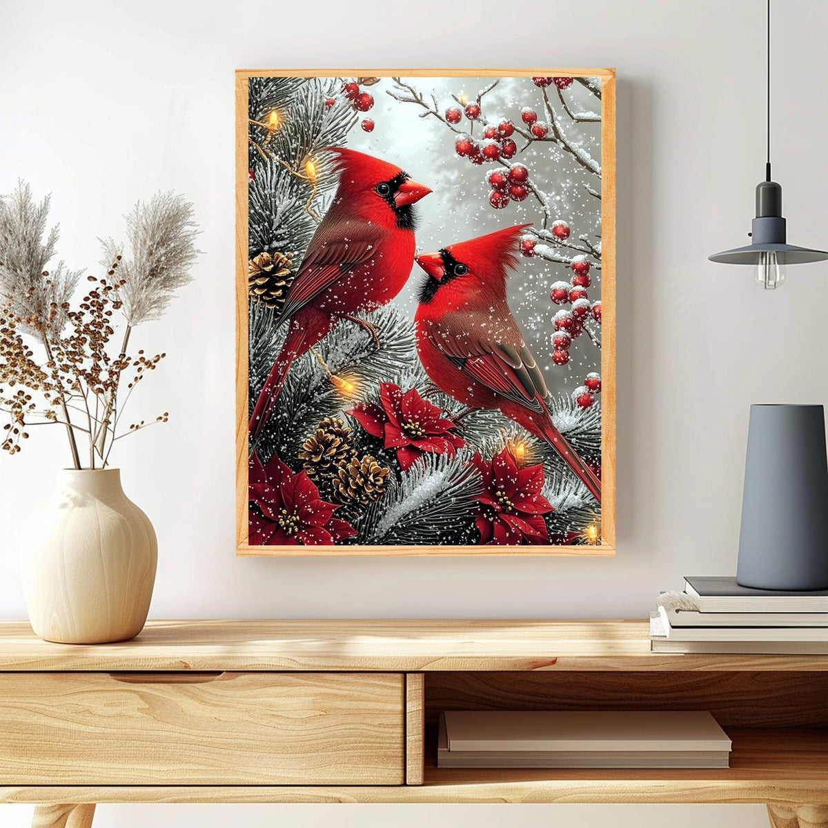 MAXBYE Cardinal Paint by Number, Snow Scene Adults' Paint by Number Kits, DIY Acrylic Paint Kit for Adults Beginners, Christmas Berries Oil Paint by Numbers Canvas for Home Wall Decor 12x16inch MAXBYE