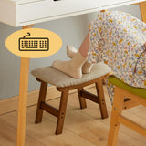 Foot Stool,Ottoman Foot Rest,Bamboo Foot Stool Under Desk,Small Stool for Living Room, Bedroom and Kitchen (Brown legs - Beige stool surface) Furshus