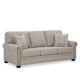 Signature Design by Ashley Gaelon Transitional Sofa with Nailheads and 2 Accent Pillows, Beige Signature Design by Ashley
