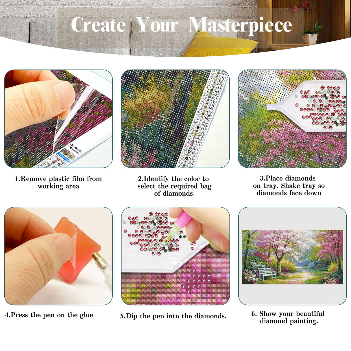 JOOZ Flowers Diamond Painting Kits for Adults 5D Large Landscape Diamond Painting Kit for Adults Full Drill Trees Diamond Painting Kits Gem Art Kits for Home Wall Decor 27.5x15.7Inch JOOZ