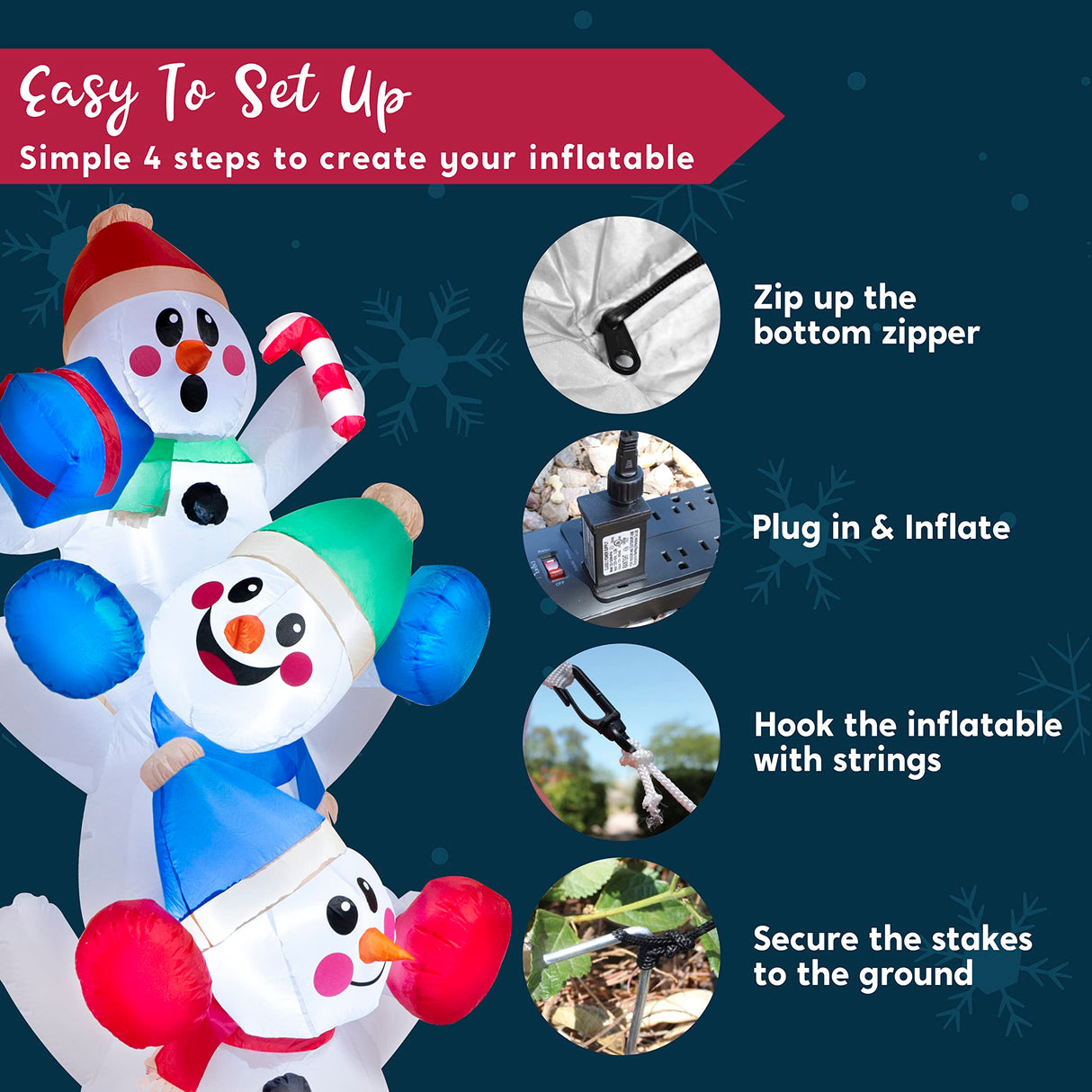 Joiedomi 6 FT Christmas Inflatable Stacked Snowman with Build-in LEDs Blow Up Inflatables for Xmas Party, Home Indoor Outdoor Yard Garden Lawn Winter Décor Joiedomi