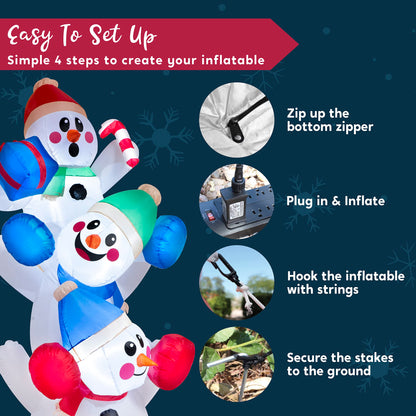 Joiedomi 6 FT Christmas Inflatable Stacked Snowman with Build-in LEDs Blow Up Inflatables for Xmas Party, Home Indoor Outdoor Yard Garden Lawn Winter Décor