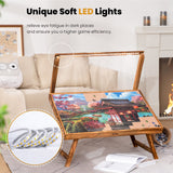 Tektalk Jigsaw Puzzle Table with LED Light, Jigsaw Puzzle Board with Folding Legs and Cover, Wooden Plateau with 5 Adjustable Angles, for Puzzle Storage, for Up to 1000 Pieces Tektalk