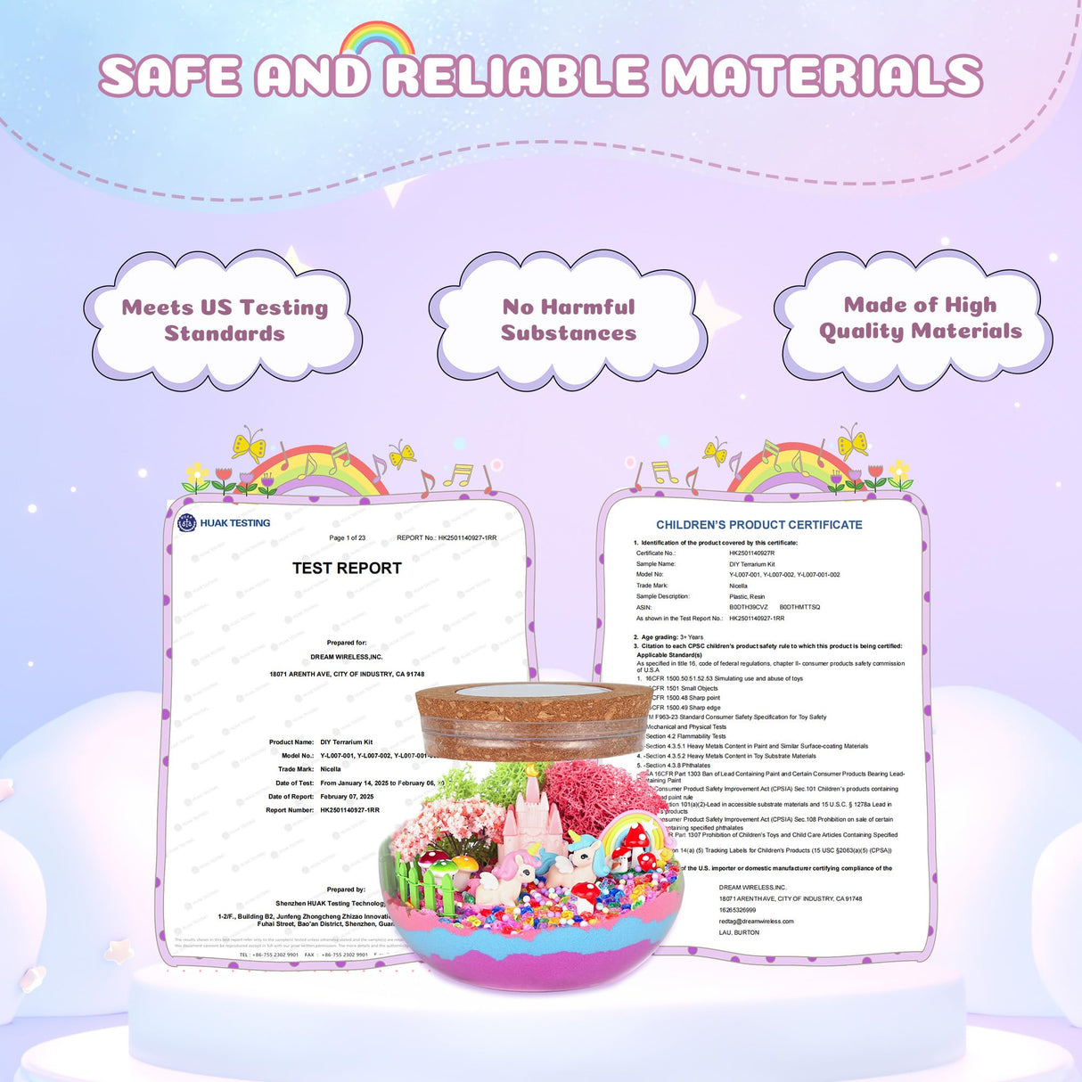 Nicella Unicorn Light-Up Terrarium Kit for Kids - LED Night Light Birthday Gift for Girls Ages 4 5 6 7 8-12 Year Old - Unicorn Toys for Girls - DIY Arts and Crafts Kit for Kids - Best Presents Nicella