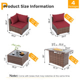 UDPATIO Outdoor Patio Furniture Set with Fire Pit Table, 8 Piece Outdoor Sectional Sofas, All-Weather Wicker Patio Conversation Set for Garden, Backyard Wine UDPATIO