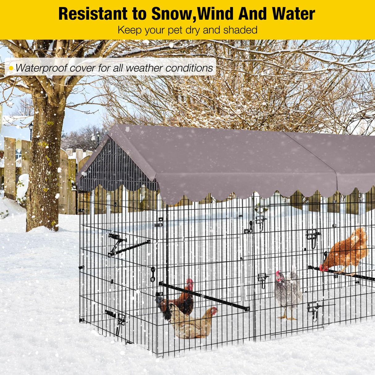 Chicken Coop Super Large Metal Chicken Run with Waterproof Cover Portable Poultry Cage Exercise Pen for Chicken,Duck,Goose,Rabbit Cat and Other Small Animals,88" Aivituvin