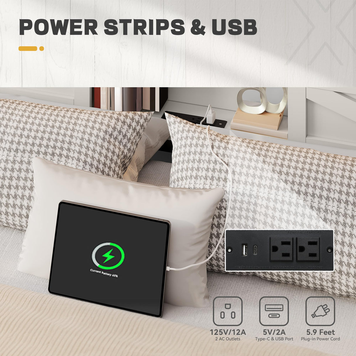 YITAHOME Farmhouse King Bed Frame with Storage Bookcase Headboard, Platform Bed Frame with LED Lights and Charging Station, Sliding Barn Door, Solid Metal Slats, No Box Spring Needed (White) YITAHOME