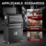 Bonusall 8 Drawer Rolling Tool Chest and Cabinet Combo,Heavy-Duty Metal Garage Tool Chest with Wheels and 2 Doors,2-in-1 Top Box and Roller Cabinet Combo for Garage, Workshop, Warehouse-Black Bonusall