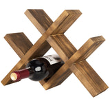 MyGift 4-Bottle Countertop Rustic Brown Wood Wine Rack MyGift