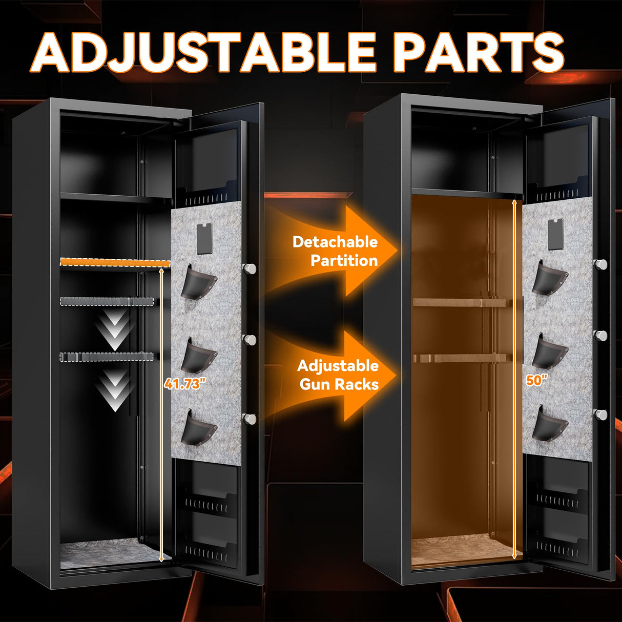 10-12 Gun Safe for Home Rifle and Pistols,No Assembly Required Gun Safe Locker,Biometric Fingerprint Locking Cabinet,Electronics Keyboard Password Cabinet Safes,Adjustable Partition Storage Rifle Case Leariso