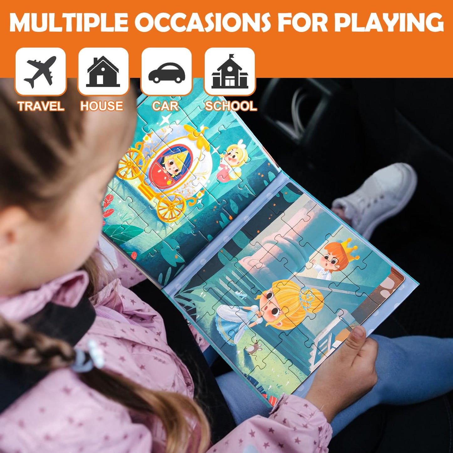 Magnetic Jigsaw Puzzles for Kids Ages 3-5 4-8,60 Pieces with Tri-Fold Magnetic Combination Book，Educational Toys Including Magnetic Plates, Gift for Toddlers Boys Girls (Firefighting Theme)