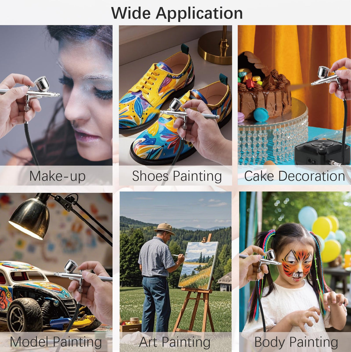 Orcair Air Brush Kit with Compressor,40PSI High Pressure Compressor with Auto Stop,Dual Action Multi-Function Airbrush Compressor with Cleaning Kit for Painting,Craft Model,Nail Art,Makeup,Tattoo Orcair