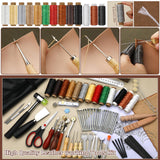 QMNNMA 102PCS Leather Working Tools Leather Tool Kit with Custom Storage Bag, Leather Carving Tools Leather Working Kit for Sewing Carving Cutting Punching Stamping QMNNMA