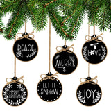 24 Pieces Wooden Christmas Ornaments Hemp Rope Wood Slices Painted Cutouts Tree Hanging for Indoor Outdoor Decoration (Simple Style) Jetec