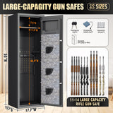 Metallitrend 10-15 Large Gun Safe Cabinet with 3 Pistol Pouches,Rifle Gun Safes for Home Fireproof Waterproof Adjustable Rack and Biometric Lock,Heavy-Duty Gun Safes for Rifles and Shotguns Money Metallitrend