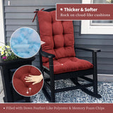HAVARGO Rocking Chair Cushions Indoor High Back Wooden Rocker Adirondack Chair Cushions, Tufted Patio 1Pc Chair Pad Cushion and 1 Pc Back Cushion Wine Red HAVARGO