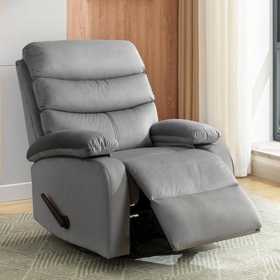 GNMLP2020 Swivel Rocker Recliner Chair for Adults, Rocking Chair Nursery, Manual Small Swivel Recliner Chairs for Small Spaces, Living Room, Nursery, RV, Light Grey
