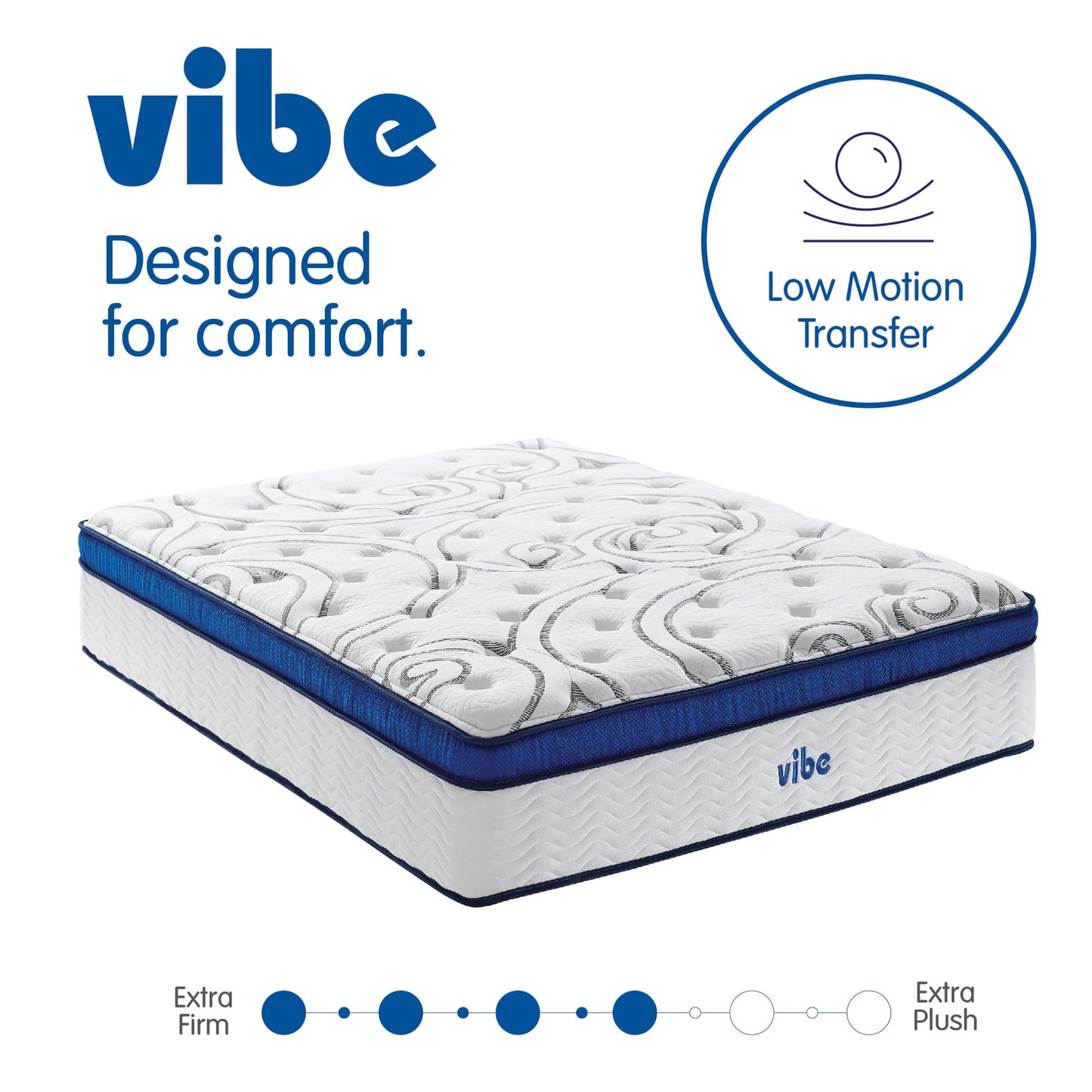 Vibe Quilted Hybrid Mattress, 12-Inch Innerspring and Pillow Top Gel Memory Foam Mattress, Fiberglass Free, CertiPUR-US Certified Bed in a Box, King, White