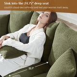 OUYESSIR Teddy Cloud Sofa Couch, 81" Comfy Upholstered Sherpa Deep Seat Boucle Sofa, Modern Cozy 3 Seater Couch with 3 Pillows, Oversized Loveseat for Living Room Office Apartment, Green OUYESSIR