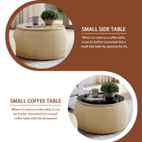 Chorlenimi Ottoman with Storage Round Footstool Stool Small Ottoman with Storage Foldable Ottomans Foot Rest Footstool Bench Wooden Lid for Living Room(Natural, 25'') Chorlenimi