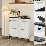 Brafab Large Shoe Storage Organizer Cabinet with 4 Flip Drawers, Freestanding Shoe Rack with Adjustable Shelf for Entryway, Living Room (White) Brafab