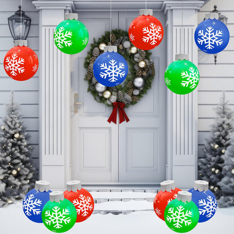 12 Pcs Outdoor Christmas Decorations, Large Inflatable Balls for Yards, Lawns, Porches, Gardens, Front Doors or Windows Christmas Decorated (9 Inch Balls) BlissfulTie