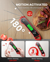 SILVLF Meat Thermometer Digital, Instant Read Thermometer with Backlight, Calibration & Hold Function, Waterproof Food Thermometer for Kitchen and Outside, BBQ, Turkey, Candy, Liquids, Beef (red) SILVLF