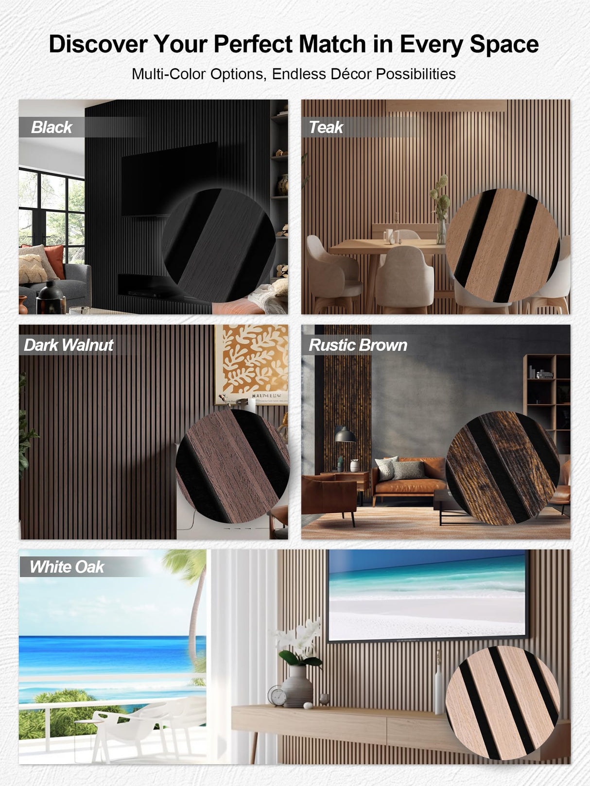 Mollywell Wood Panels for Wall, Time-Saving Installation, Versatile Wood Slat Wall Decor, Enhanced Acoustic & Sound Proof Fluted Design for Home & Office, 2 Pcs White Oak, 94.5x12.5 Inch Mollywell