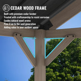 MONDAWE 10 x 12 ft. Wood Gazebo Cedar Framed Wooden Gazebo Patio Steel Hardtop Gazebo with Galvanized Steel Gable Hardtop Roof for Patio Lawn Backyard, Black Roof + Dark Wood Frame MONDAWE