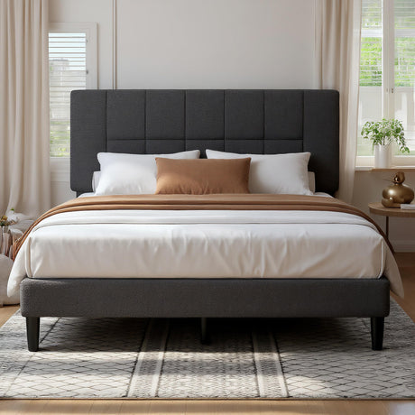 Pipishell Queen Size Bed Frame Upholstered Platform Queen Bed Frame with Adjustable Headboard,1300 lbs Strong Weight Capacity, Fully Upholstered Mattress Foundation,No Box Spring Needed, Easy Assembly Pipishell