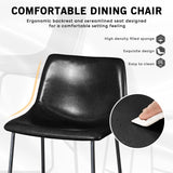 LEMBERI Faux Leather Dining Chairs Set of 4, 18 Inch Modern Kitchen & Dining Room Upholstered Chairs with Backrest and Metal Legs (Black) LEMBERI